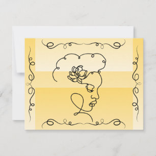 De Agradecimiento Belleza flotante: tarjeta Goldenrod Line Art Blank