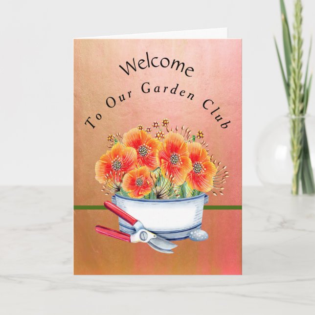 De Agradecimiento Bienvenido a la tarjeta Garden Club con flores (Anverso)