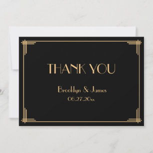 De Agradecimiento Black Great Gatsby Art Deco Boda Gracias Tarjeta