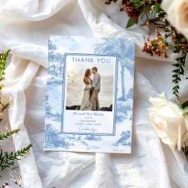 De Agradecimiento Blue Coastal Toile Boda Gracias tarjeta