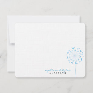 De Agradecimiento Blue Dandelions Love Hearts Boda Gracias Tarjeta