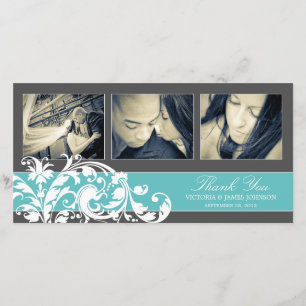 DE AGRADECIMIENTO BLUE FLOURISH BODA GRACIAS TARJETA