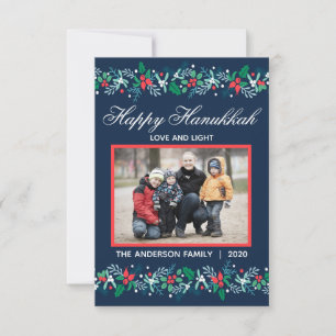 De Agradecimiento Blue Garland Hanukkah - Tarjeta plana 3x5