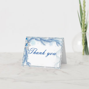 De Agradecimiento Blue Pine Winter Navidades Boda Gracias Tarjeta