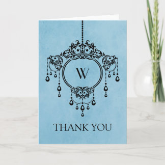 De Agradecimiento Blue Vintage Chandelier Gracias Tarjeta
