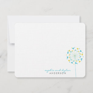 De Agradecimiento Blue Yellow Dandelions Love Boda Gracias Tarjeta