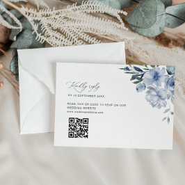 De Agradecimiento boda azul polvoriento código QR tarjeta RSVP