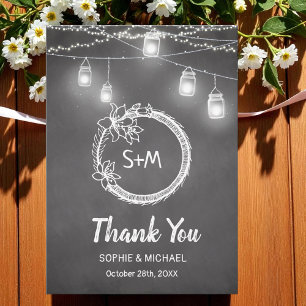 De Agradecimiento Boda Blanco Negro Gracias Tarjeta Mason Jar
