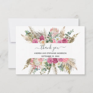 De Agradecimiento Boda Botánico Floral Verde Rosa Gracias tarjeta