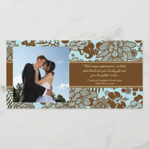 De Agradecimiento Boda caprichoso azul marrón gracias a la tarjeta f