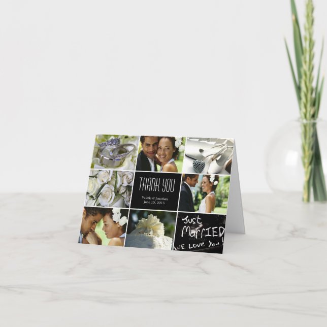 De Agradecimiento Boda Collage - Tarjeta negra (Anverso)