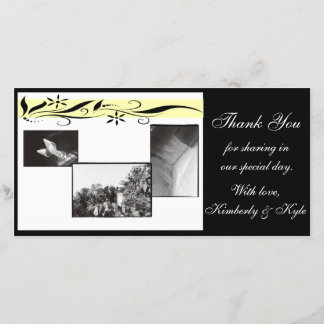 De Agradecimiento Boda floral amarillo y negro Gracias tarjeta