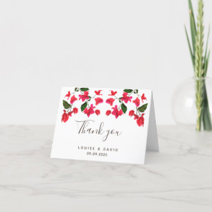 De Agradecimiento Boda floral Gracias tarjeta con Bougainvillea