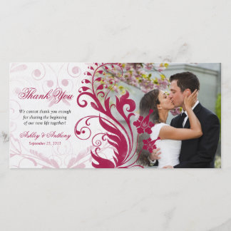 De Agradecimiento Boda floral rojo y blanco gracias tarjeta fotográf