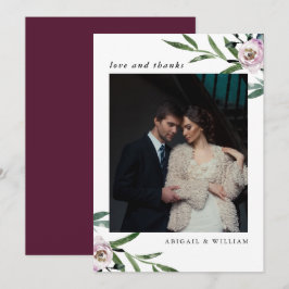 De Agradecimiento Boda floral romántico gracias tarjeta fotográfica