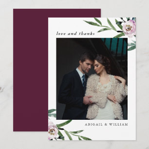 De Agradecimiento Boda floral romántico gracias tarjeta fotográfica