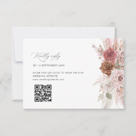 De Agradecimiento boda floral rosa polvoriento código QR tarjeta RSV