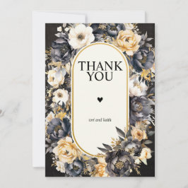 De Agradecimiento Boda Foto Gracias Tarjeta Floral Negra
