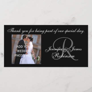 De Agradecimiento Boda Gracias con tarjeta fotográfica Monograma R N