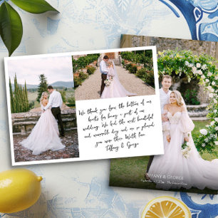 De Agradecimiento Boda manuscrito Gracias Tarjeta fotográfica