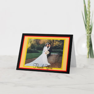 De Agradecimiento Boda Naranja rojo atardecer Foto Gracias Tarjeta