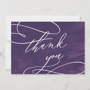 De Agradecimiento Boda Romántico Púrpura Acuarela Gracias Tarjeta