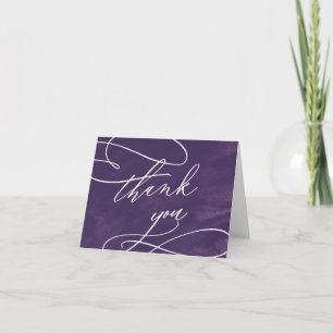 De Agradecimiento Boda Romántico Púrpura Acuarela Gracias Tarjeta