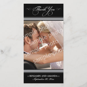 De Agradecimiento Boda simple Gracias Tarjeta fotográfica (negro)