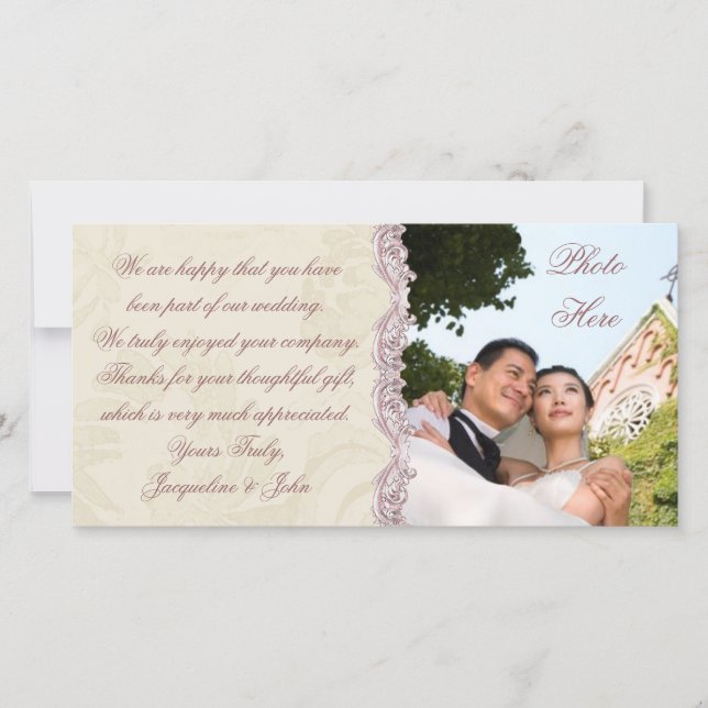 De Agradecimiento Boda ~ Tarjeta fotográfica (Anverso)