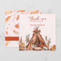 Bohemian Tent Wildflower Boda Gracias Tarjeta