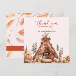 De Agradecimiento Bohemian Tent Wildflower Boda Gracias Tarjeta