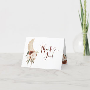 De Agradecimiento Boho Beige Moon Floral Gracias Tarjeta plegada