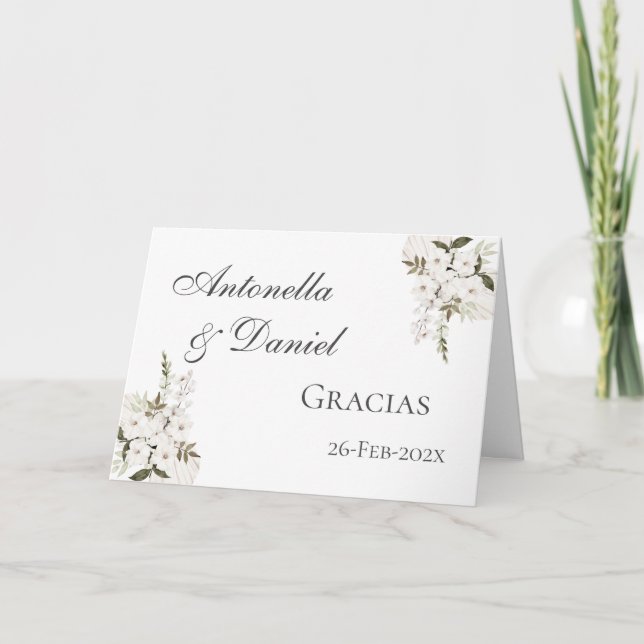 De Agradecimiento Boho Boda español Gracias tarjeta (Anverso)
