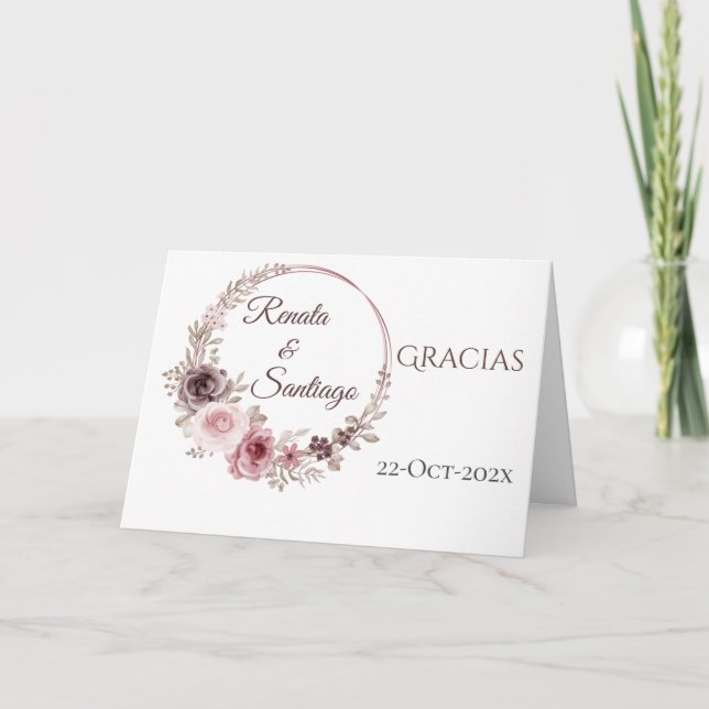 De Agradecimiento Boho Boda español Gracias tarjeta (Anverso)