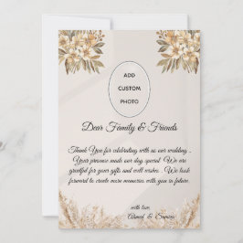 De Agradecimiento Boho Elegant Rustic Floral Boda Gracias Tarjeta
