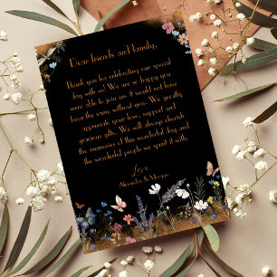 De Agradecimiento Boho Floral Black Butterfly Garden Gracias Tarjeta