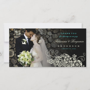 De Agradecimiento Boho Floral Paisley Boda Gracias Tarjeta Fotográfi