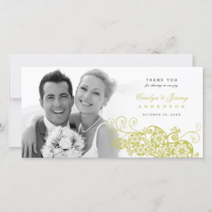 De Agradecimiento Boho Floral Paisley Boda Gracias Tarjeta Fotográfi