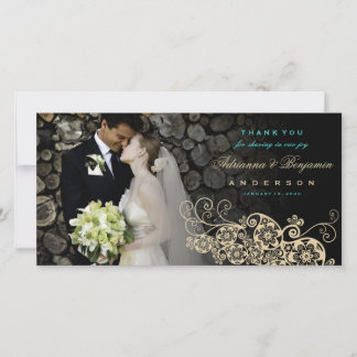 De Agradecimiento Boho Floral Paisley Boda Gracias Tarjeta Fotográfi