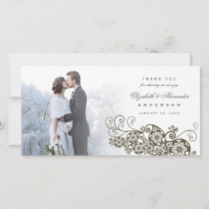De Agradecimiento Boho Floral Paisley Boda Gracias Tarjeta Fotográfi