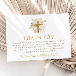 De Agradecimiento Boho Neutral Baptism Floral Gracias Tarjeta