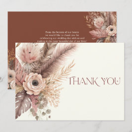 De Agradecimiento Boho Pampas Grass Boda Gracias Tarjeta