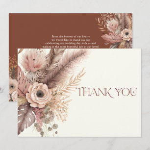 De Agradecimiento Boho Pampas Grass Boda Gracias Tarjeta