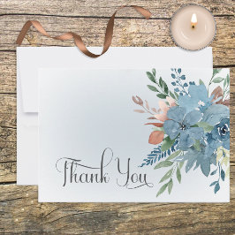 De Agradecimiento Boho Rust & Blue Floral Boda Gracias Tarjeta