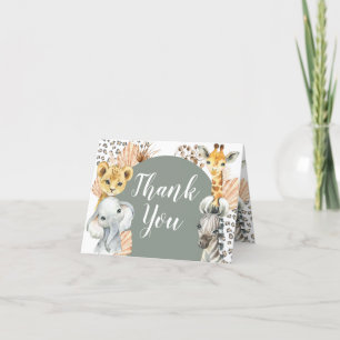 De Agradecimiento Boho Sage Green Safari Oh Boy Doble Tarjeta