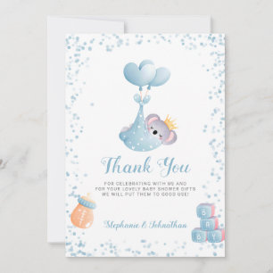 De Agradecimiento Boy Koala Bear Blue Gracias Tarjeta Baby Shower