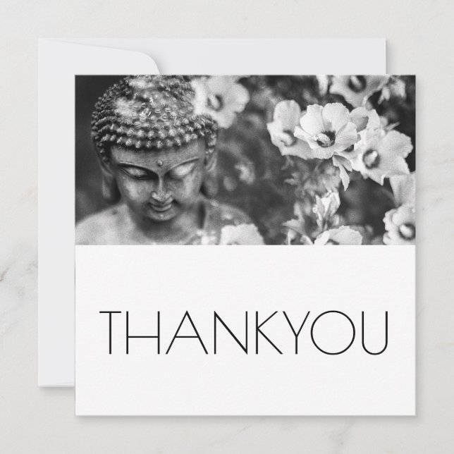 DE AGRADECIMIENTO BUDA Y FLORES GRACIAS TARJETA PLANA (Anverso)