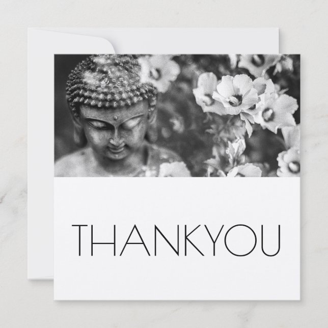 DE AGRADECIMIENTO BUDA Y FLORES GRACIAS TARJETA PLANA (Anverso)