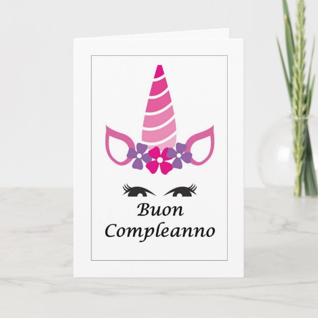De Agradecimiento Buon Compleanno Unicorn - Tarjeta italiana (Anverso)
