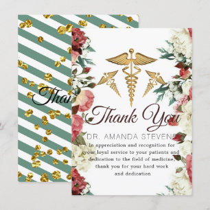 De Agradecimiento Burgundy Floral Médica Gracias Tarjeta
